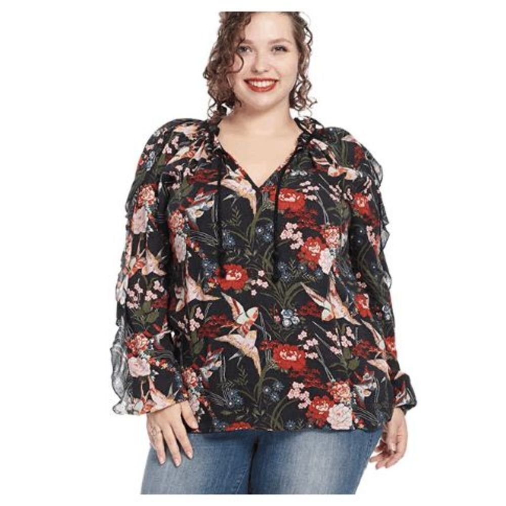 Jessica Simpson Keilani Top In Bird Print